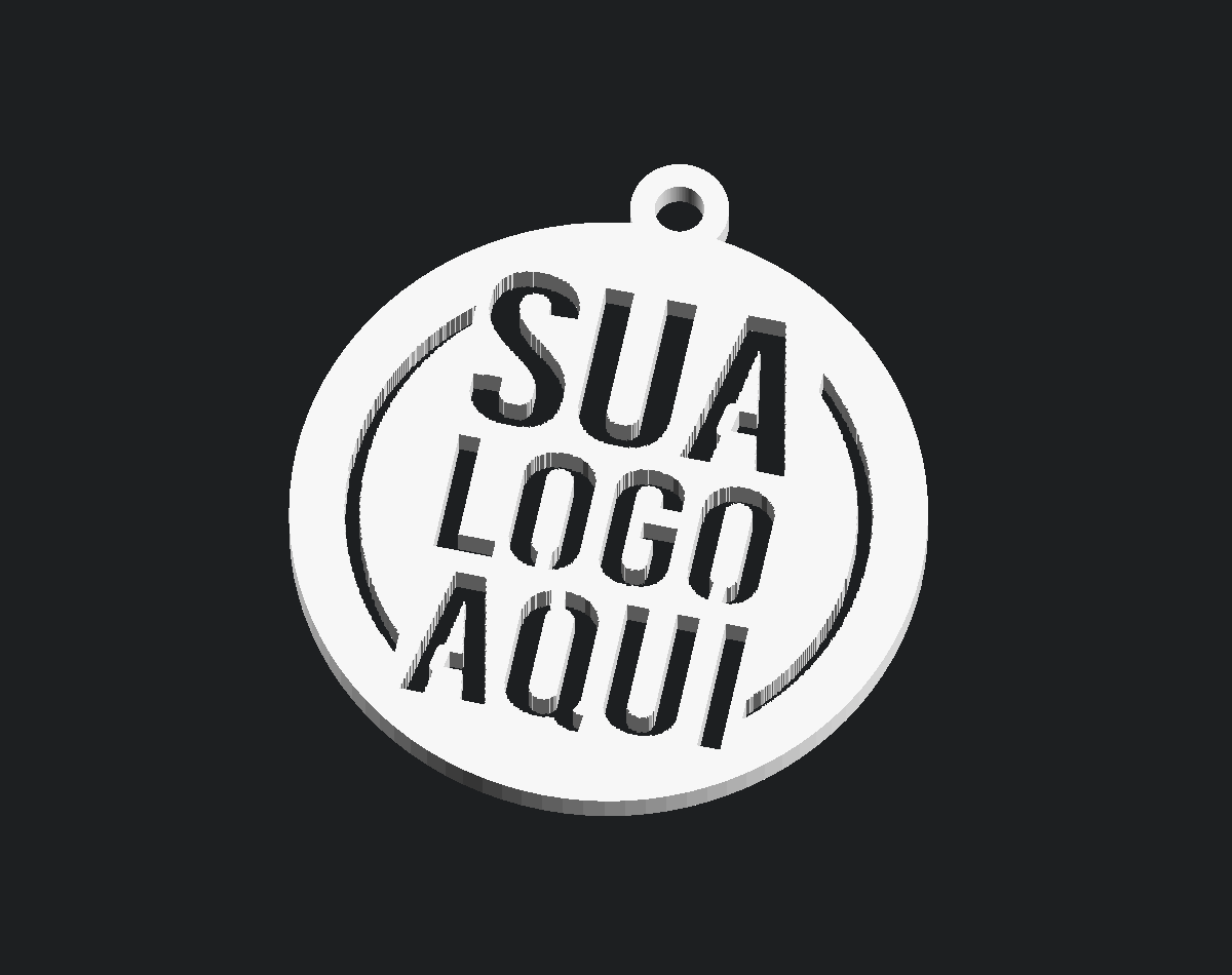Modelo original do chaveiro branco com SUA LOGO AQUI e arcos vazados